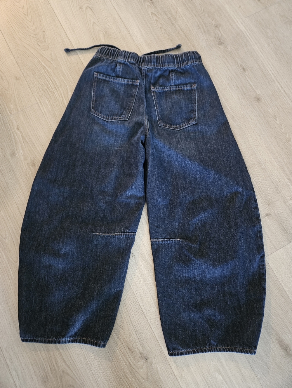 Old Navy Relaxed Wide-Leg Barrel Dark Blue Denim Jogger Jeans XS - Picture 3 of 3